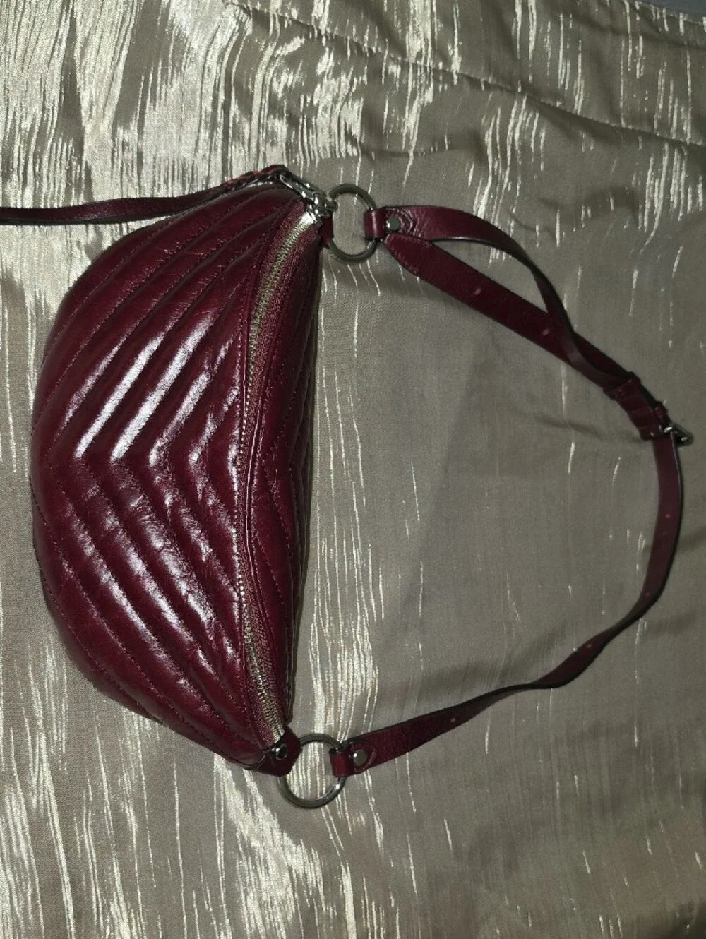 Rebecca Minkoff Quilted Burgundy Crossbody Belt Bag
